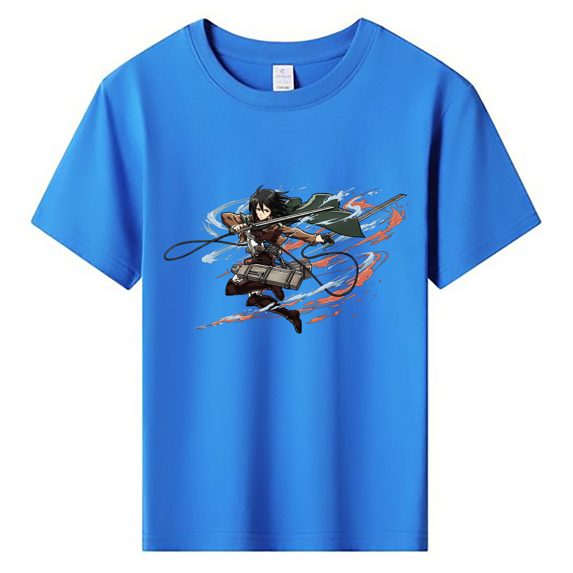 （画像用） 進撃の巨人 ミカサ·アッカーマン Attack on Titan Mikasa Ackerman 綿100％キッズTシャツ（フロントプリント）